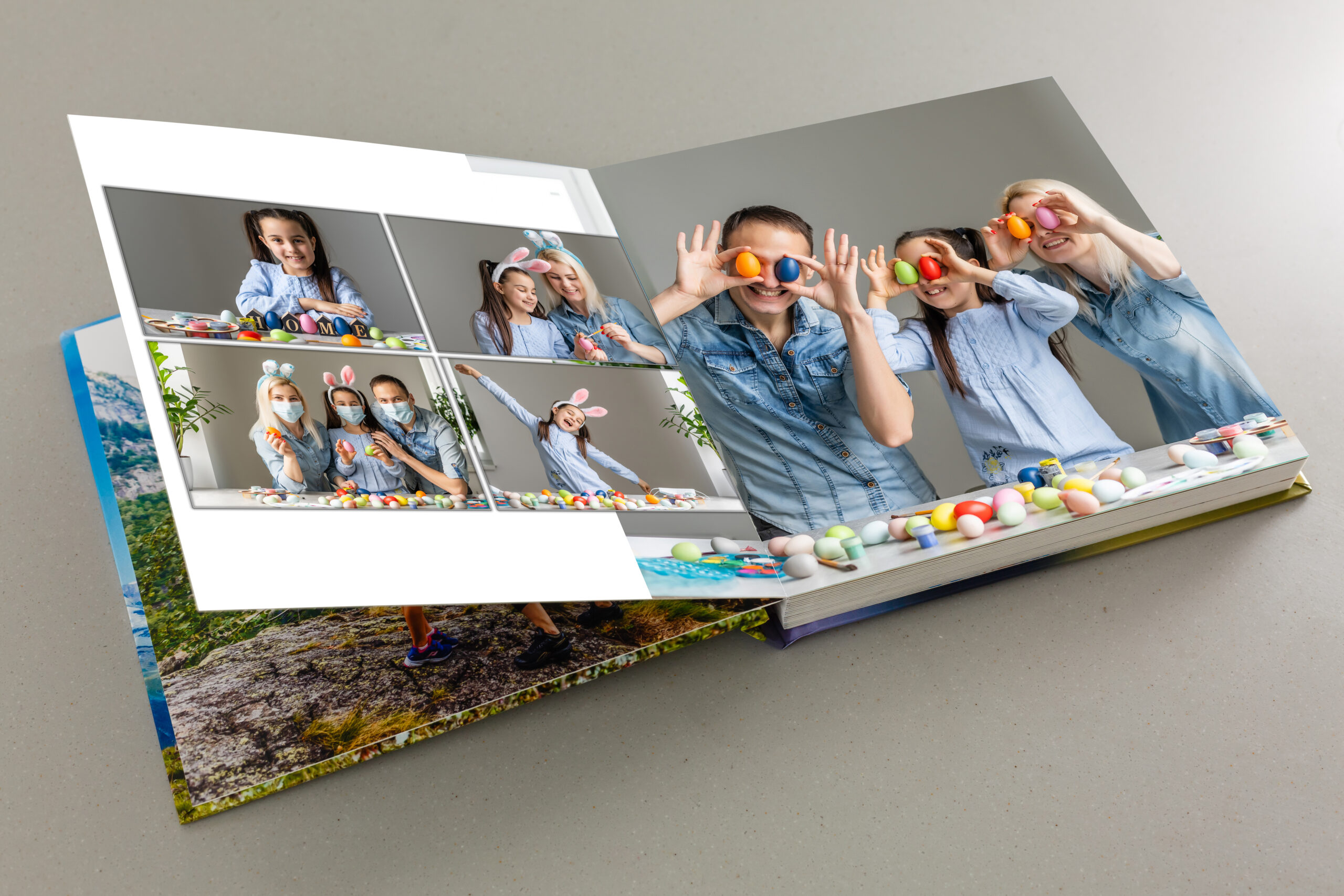 Foto online bestellen: Qualitativ hochwertige Produkte family photobook about easter. easter card with love.
